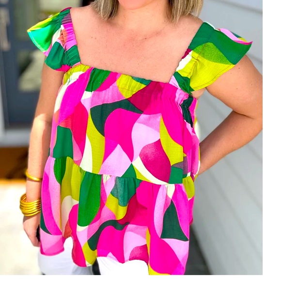 Tops - And The Why Boutique Brand- Sleeveless Colorful Flowy Baby Doll Top